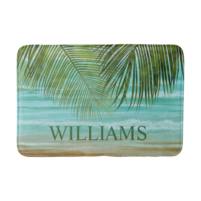 Tropical Palm Trees  Beach Bath Mat (Front)