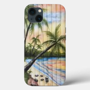 TROPICAL PALM TREES BEACH BLINDS iPhone 13 CASE