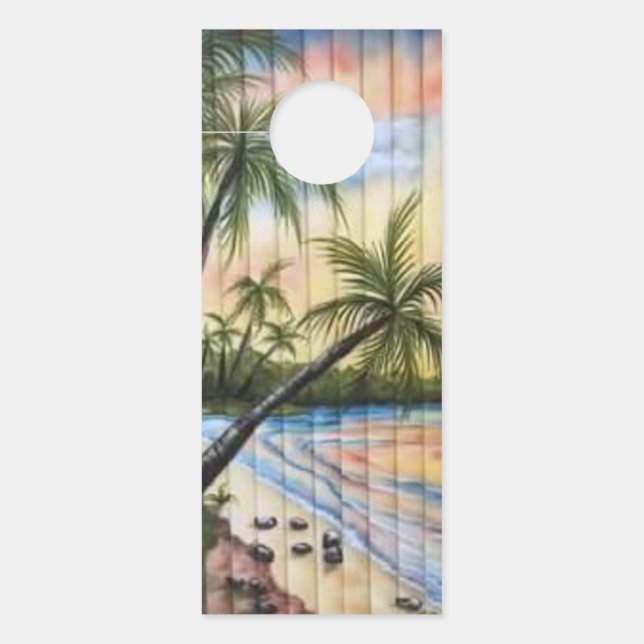 TROPICAL PALM TREES BEACH BLINDS DOOR HANGER (Front)