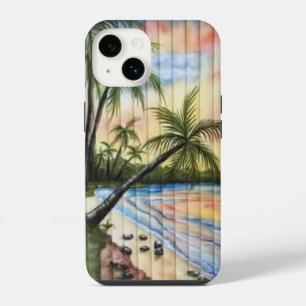 TROPICAL PALM TREES BEACH BLINDS iPhone 14 CASE