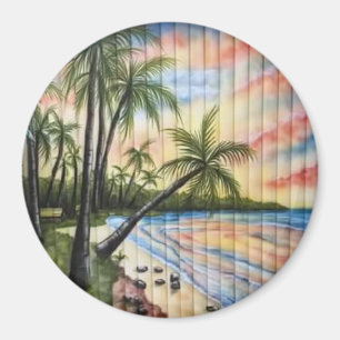 TROPICAL PALM TREES BEACH BLINDS MAGNET