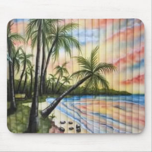 TROPICAL PALM TREES BEACH BLINDS MOUSE MAT