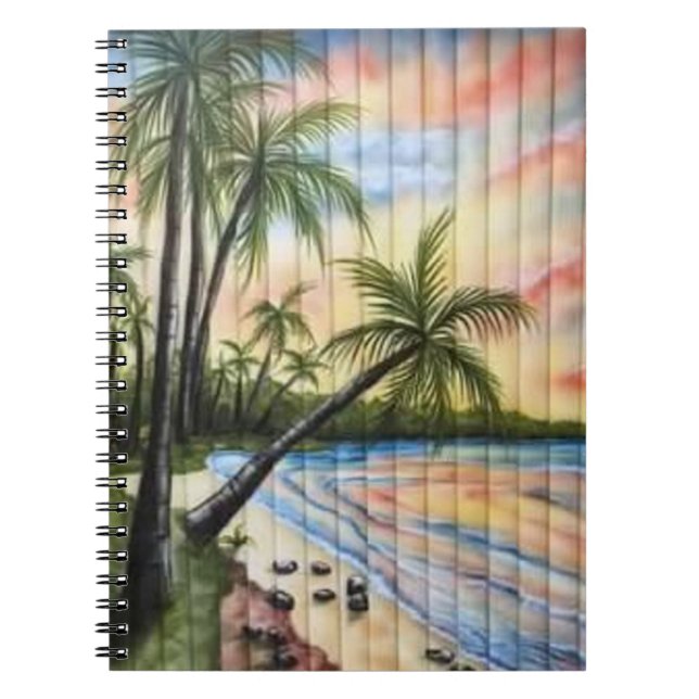 TROPICAL PALM TREES BEACH BLINDS NOTEBOOK (Front)
