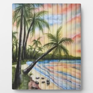 TROPICAL PALM TREES BEACH BLINDS PLAQUE
