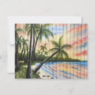 TROPICAL PALM TREES BEACH BLINDS POSTCARD