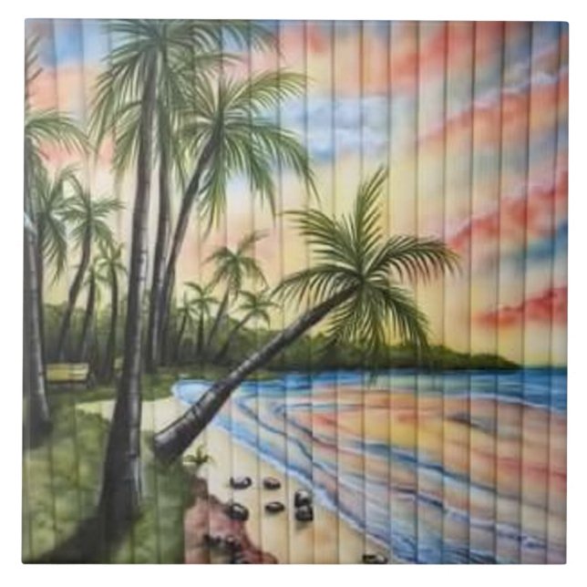 TROPICAL PALM TREES BEACH BLINDS TILE (Front)