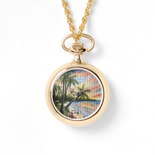TROPICAL PALM TREES BEACH BLINDS WATCH
