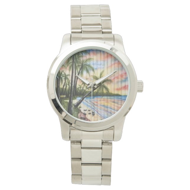 TROPICAL PALM TREES BEACH BLINDS WATCH (Front)