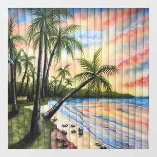 TROPICAL PALM TREES BEACH BLINDS WINDOW CLING