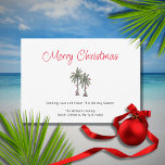 Tropical Palm Trees Beach Christmas Illustration  Holiday Card<br><div class="desc">Tropical Merry Christmas greeting card,  with a palm trees illustration and script typography. With customisable lettering,  you add your own information. A festive way send holiday wishes to friends and family from the Beach.</div>
