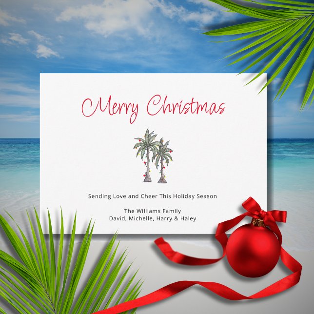 Tropical Palm Trees Beach Christmas Illustration  Holiday Card (Creator Uploaded)