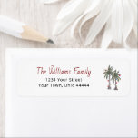 Tropical Palm Trees Beach Christmas Return Address<br><div class="desc">Tropical Christmas return address label,  with a palm trees and string lights design. With customisable lettering,  you add your own information. Great for your beach themed holiday cards and invitations.</div>