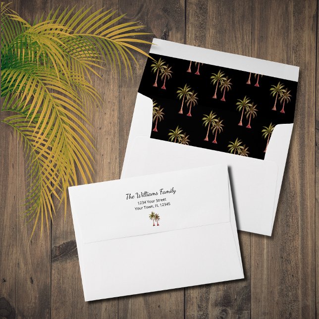 Tropical Palm Trees Beach Elegant Return Address Envelope (Creator Uploaded)