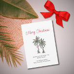 Tropical Palm Trees Beach Merry Christmas  Holiday Card<br><div class="desc">Tropical Beach Merry Christmas greeting card,  with a botanical palm trees illustration and script typography. With customisable lettering,  you add your own information. A festive way send holiday wishes to friends and family from the tropics.</div>