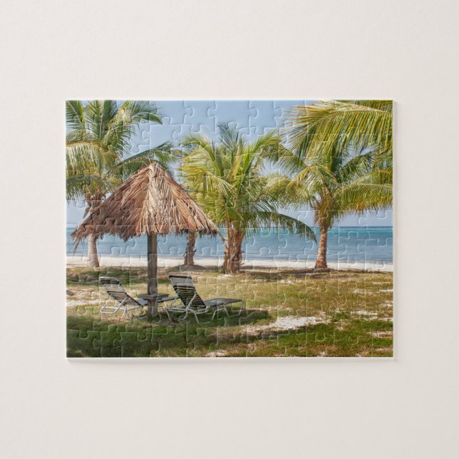 Tropical Palm Trees Beach Ocean Virgin Islands Jigsaw Puzzle (Horizontal)