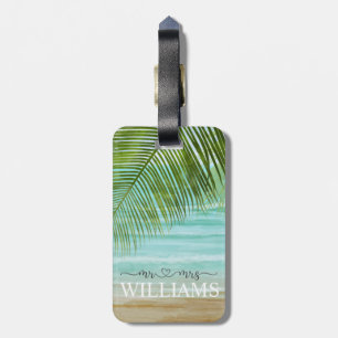 Tropical Palm Trees Beach Personalised Luggage Tag