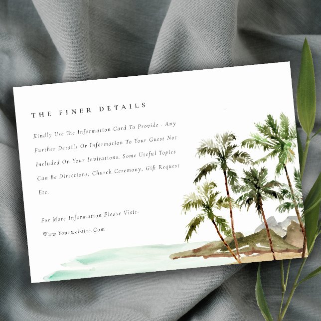Tropical Palm Trees Beach Sand Wedding Details Enclosure Card (Creator Uploaded)