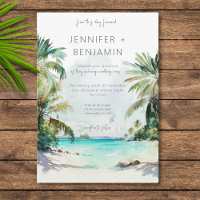 Tropical Palm Trees Beach Scene Modern Wedding