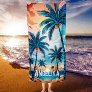 Tropical Palm Trees Beach Towel