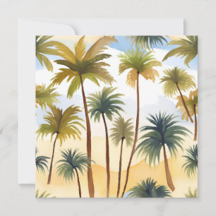 Tropical Palm Trees Beach Watercolor Card