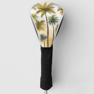Tropical Palm Trees   Beach Watercolor Painting Golf Head Cover