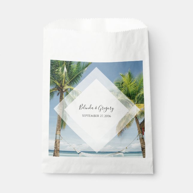 Tropical Palm Trees Beach Wedding  Favour Bags (Front)