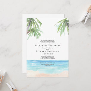 Tropical Palm Trees Beach Wedding Invitation