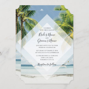 Tropical Palm Trees Beach Wedding Invitations