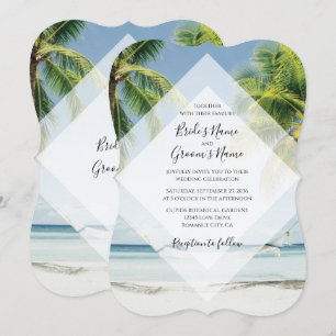 Tropical Palm Trees Beach Wedding Invitations