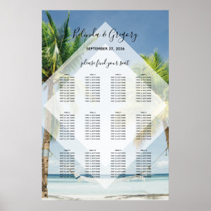 Tropical Palm Trees Beach Wedding Seating Chart