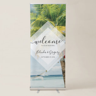 Tropical Palm Trees Beach Wedding Welcome Sign