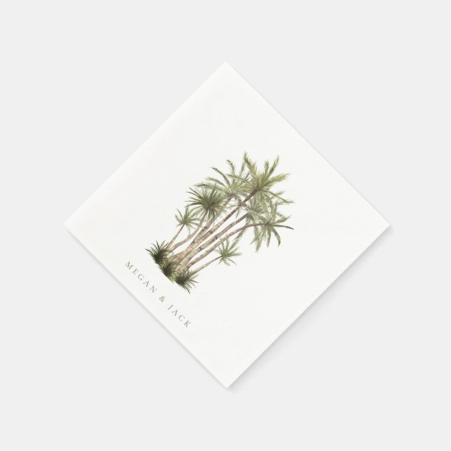 Tropical Palm Trees Beachy Personalised Napkin (Corner)
