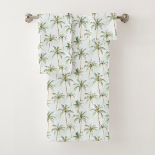 Tropical Palm Trees Birthday Bath Towel Set