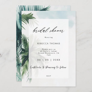 tropical palm trees bridal shower invitation