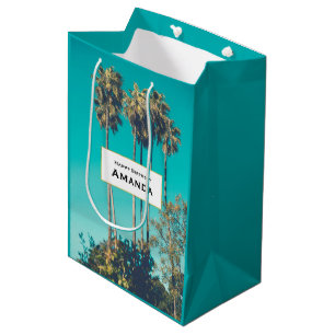 Tropical Palm Trees California Retro Birthday Medium Gift Bag