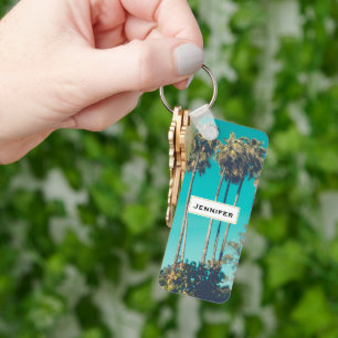 Tropical Palm Trees California Retro Key Ring
