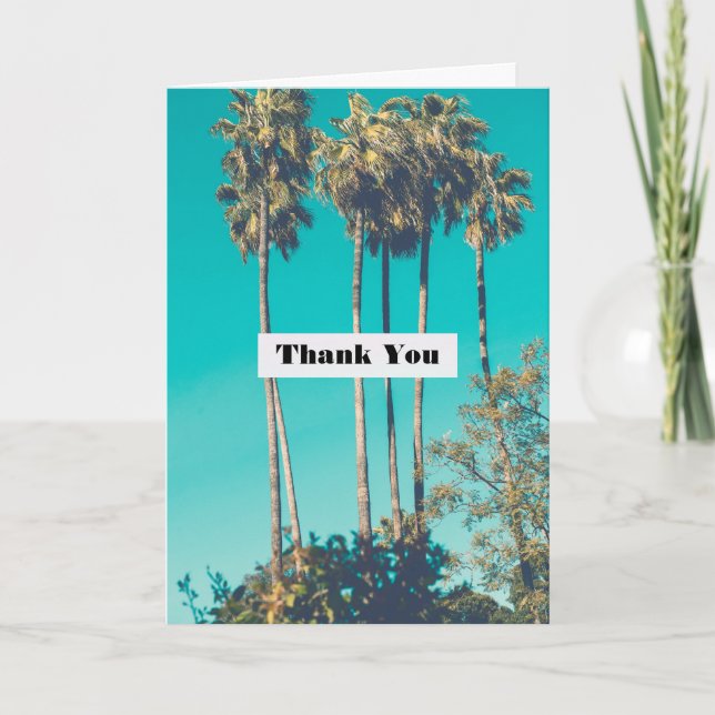 Tropical Palm Trees California Retro Thank You Card (Front)