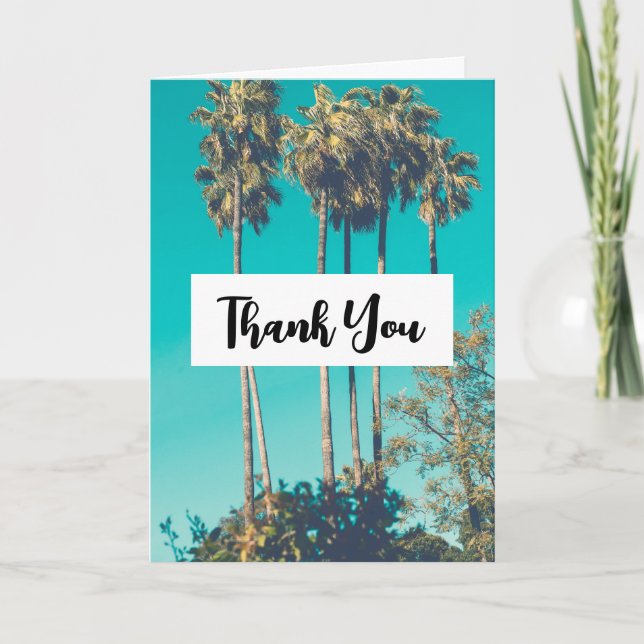 Tropical Palm Trees California Retro Thank You Card (Front)