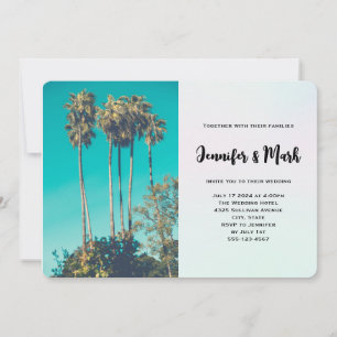 Tropical Palm Trees California Retro Wedding Invitation