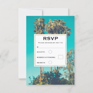 Tropical Palm Trees California Retro Wedding RSVP Card