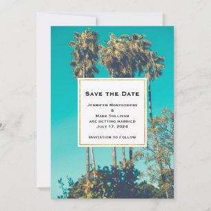 Tropical Palm Trees California Retro Wedding Save The Date