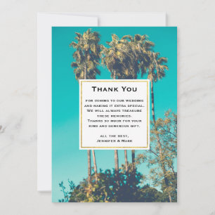 Tropical Palm Trees California Retro Wedding Thank You Card