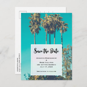 Tropical Palm Trees California Save the Date Invitation Postcard