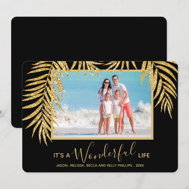 Tropical Palm Trees Christmas Photo Holiday Card (Front/Back)