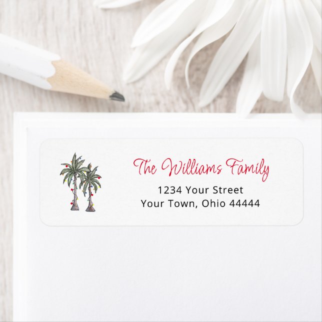 Tropical Palm Trees Christmas Return Address (Insitu)