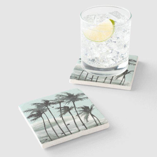 Tropical Palm Trees Clouds Stone Coaster (Side)