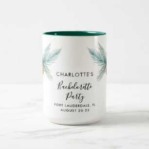 Tropical Palm Trees Coastal Bachelorette Two-Tone Coffee Mug