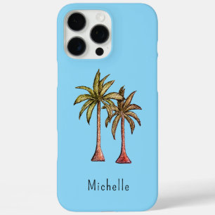 Tropical Palm Trees Coastal Blue Personalized iPhone 16 Pro Max Case