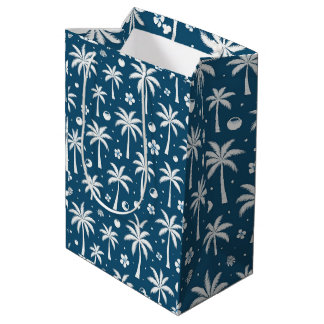 Tropical Palm Trees Coastal Christmas Medium Gift Bag