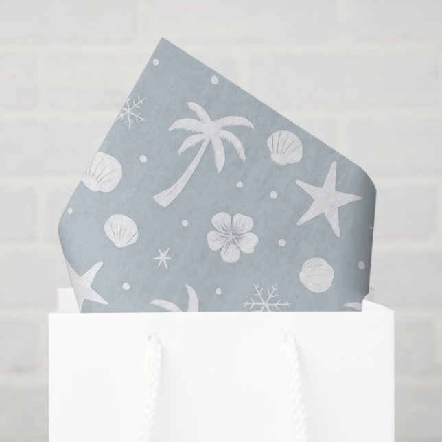 Tropical Palm Trees Coastal Christmas  Tissue Paper (Gift Bag)
